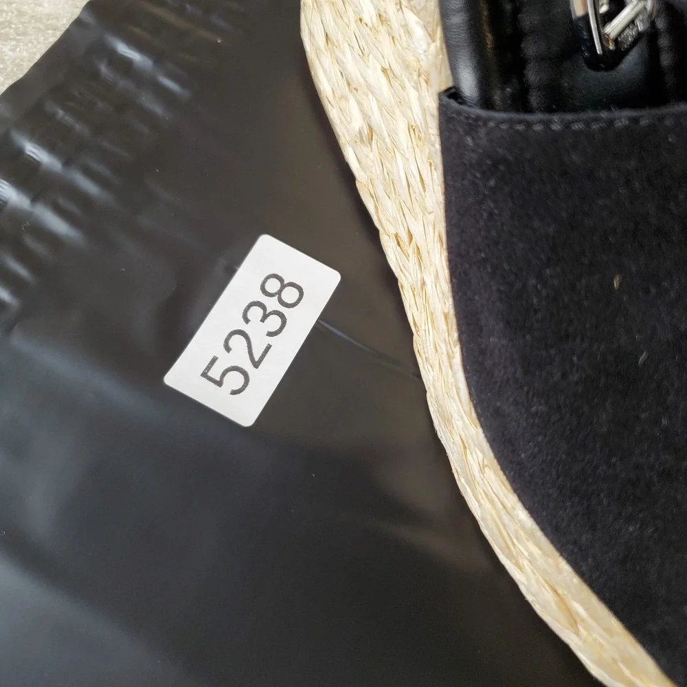 Marc Fisher LTD Nelly Womens Espadrille Wedge Sandals Sz 10 M Black Suede
